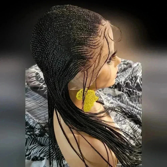 Ebony Elegance: Handcrafted Full Lace Cornrow Braided Wig 100 % handmade. NWT - Picture 12 of 15